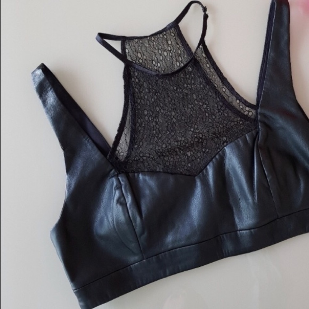 ✠ Zara Trafaluc Collection Leather Crop Top/Bralette ✠